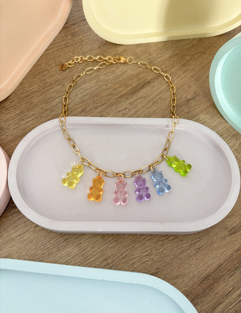 collier ourson arc en ciel doré