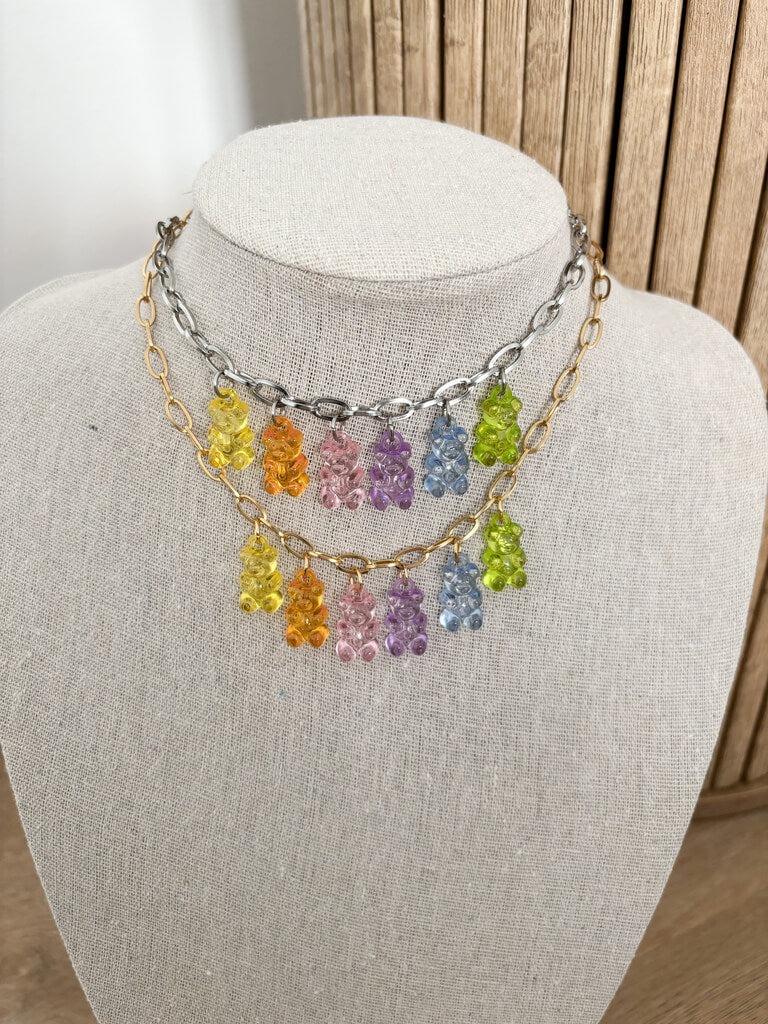 collier oursons multicolore arc en ciel