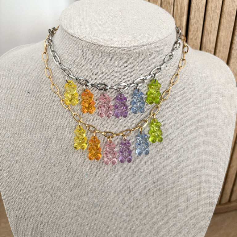 collier oursons multicolore arc en ciel