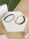 bracelet en pierre naturelle et acier inoxydable obsidienne force clairvoyance puissance idee cadeau